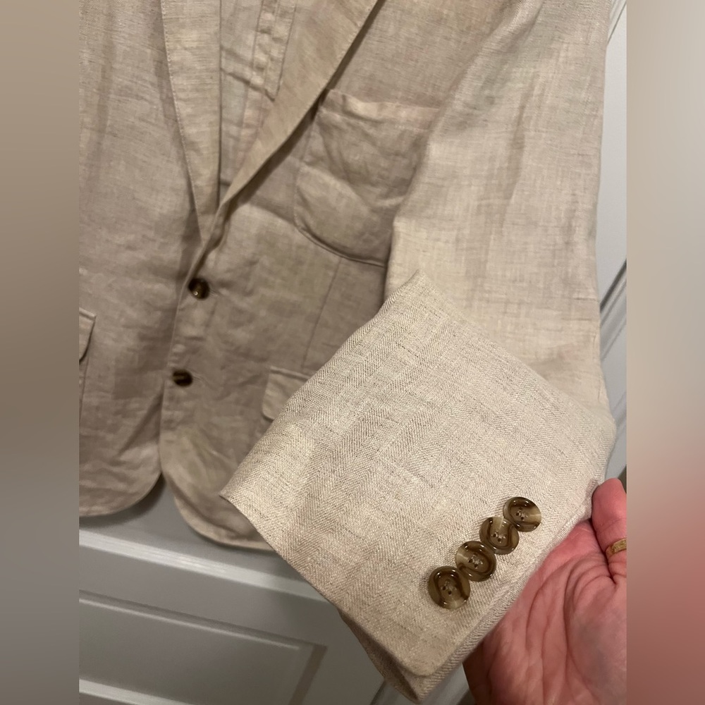 J.Crew Factory Men's Tan Linen Two-Button Sportcoat - Picture 3 of 11